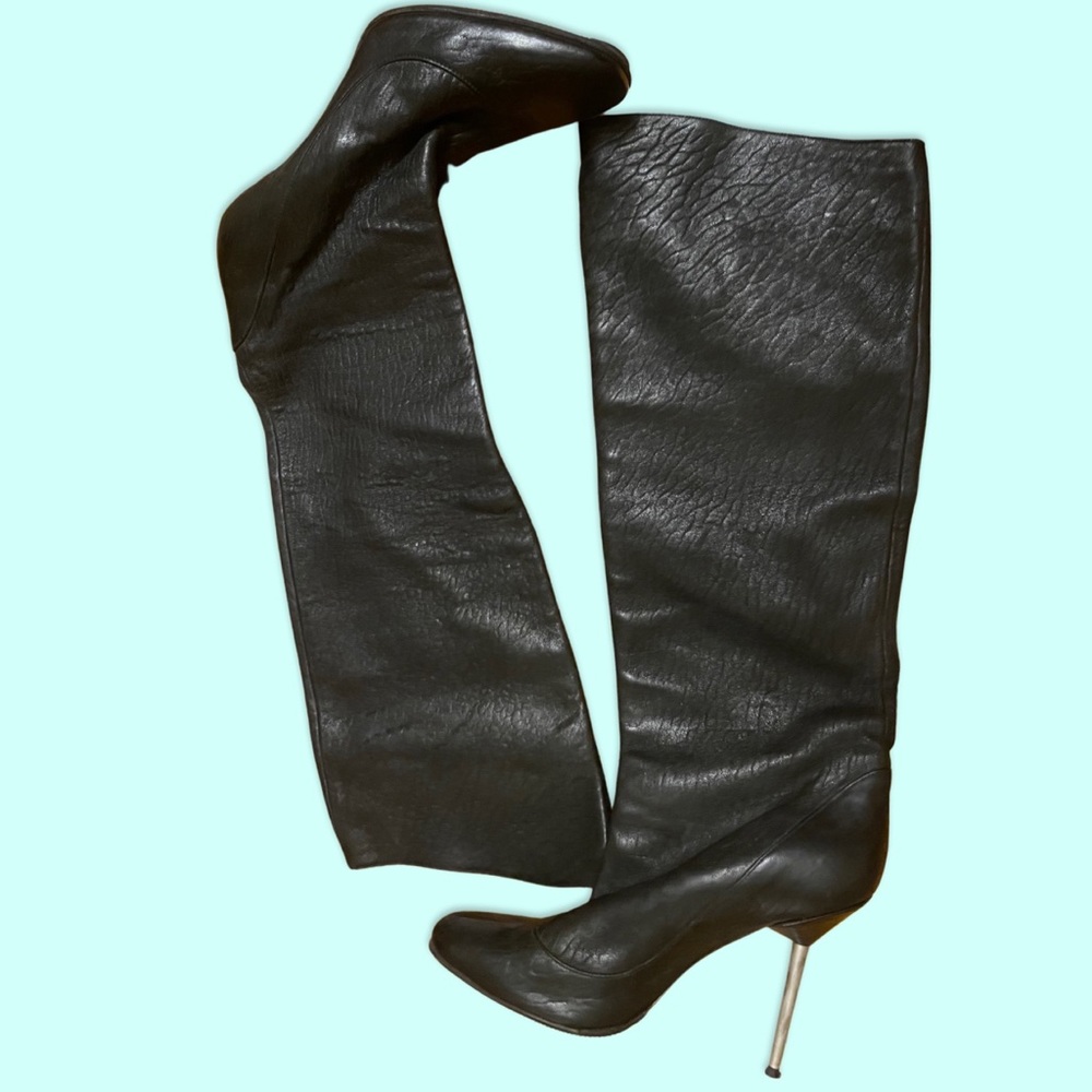 LANVIN Soft Leather Tall Stiletto Boots- Black - Size 40 /US 9 - Reinforced Toe